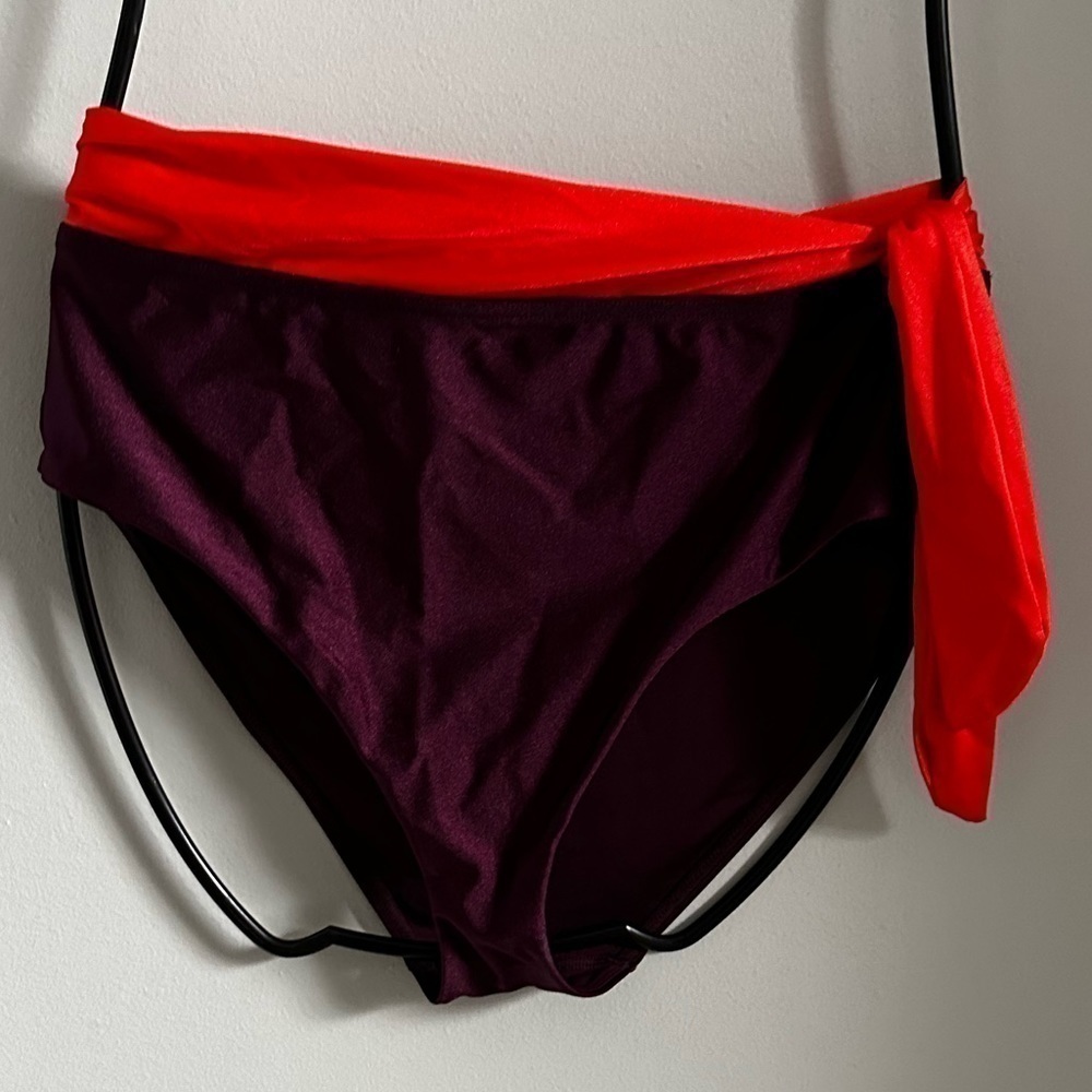Zimmermann Purple Color blocked Bikini Bottom High Cut & High Waist Lycra 8-10 - Picture 3 of 7